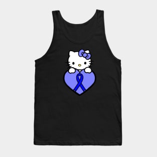 Cartoon cat awareness ribbon (blue) Tank Top